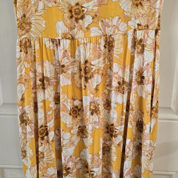 NWT Maurices Dress Yellow Floral Womens Medium Spring Midi Dress Buttery Soft - Picture 7 of 7